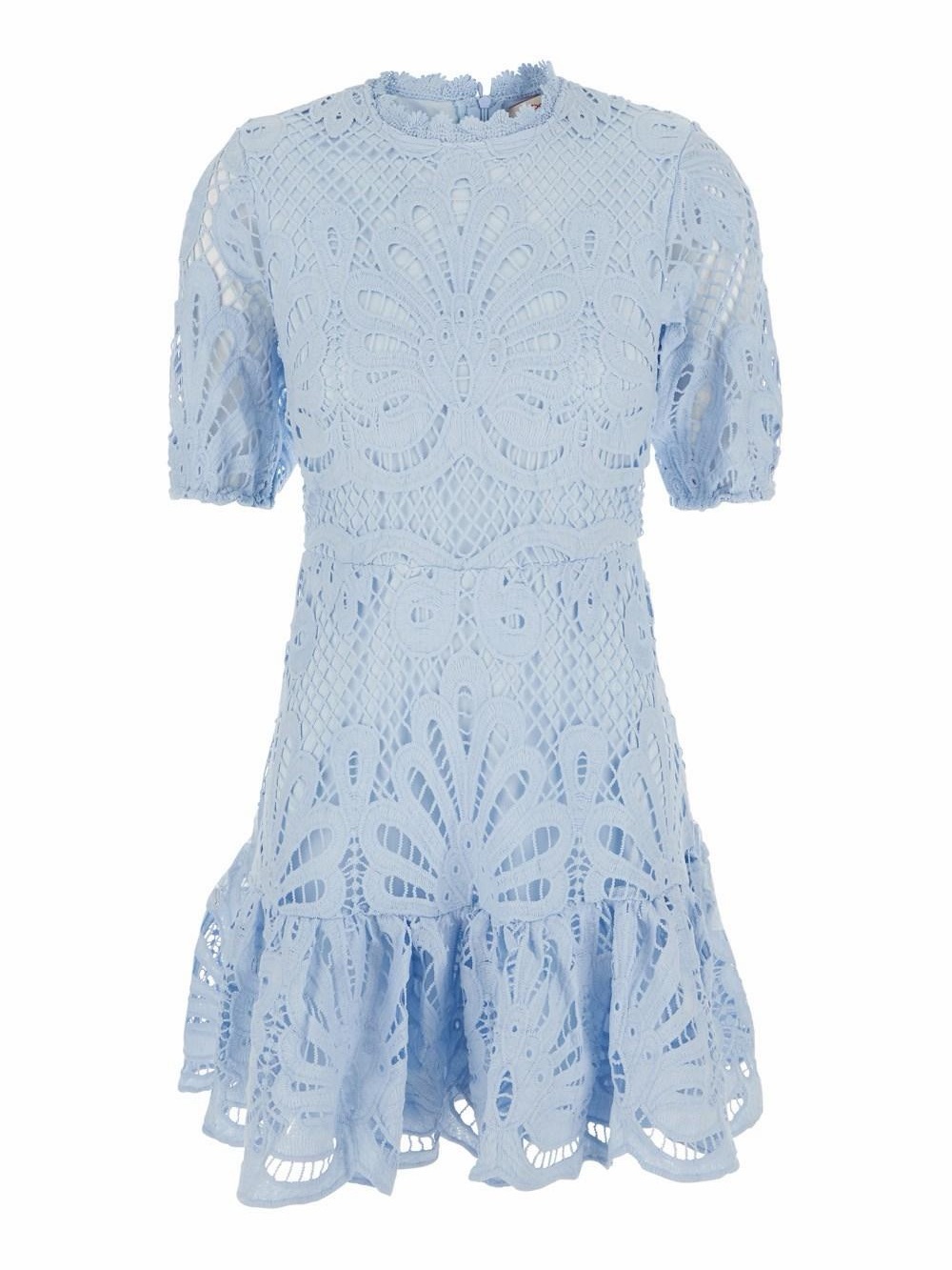 Blue B Boutique Light Blue Lace Mini Dress with Ruffle Hem